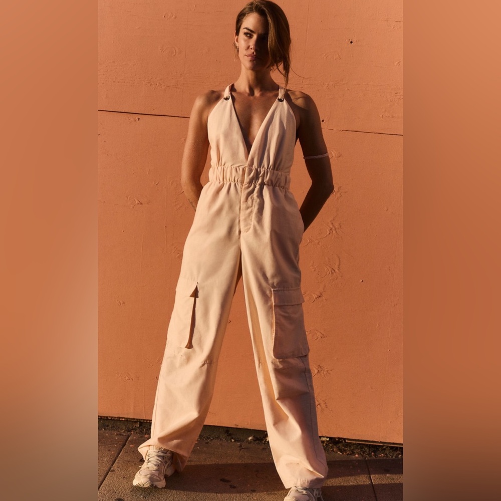 FP Movement by Free People Peach Halter Utility Jumpsuit